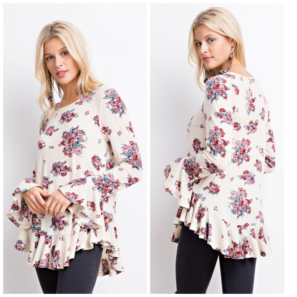 LAST  1!!  💕New For Spring! Ruffled Floral Tunic! - Picture 5 of 6